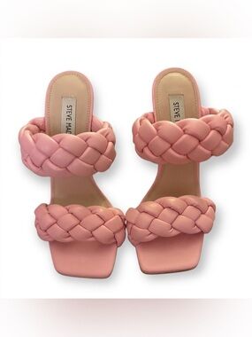 NWOT- Steve Madden Kenley vegan leather baby pink braided heels | Size 7